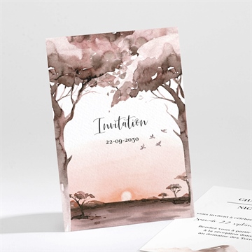 Carton d'invitation mariage la savane