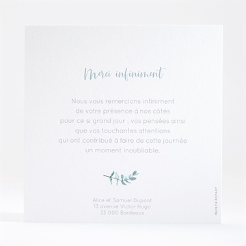 Remerciement mariage tourbillonnant - Dos de la carte