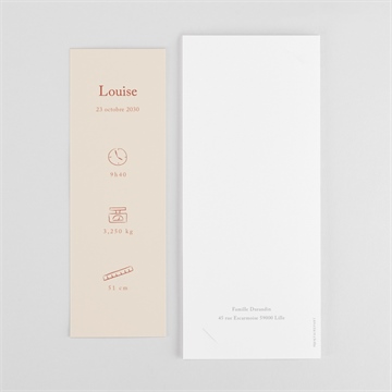 Faire-part naissance petit couffin - Dos du faire-part