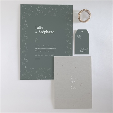 Faire-part mariage elegance - Vue d'ensemble recto