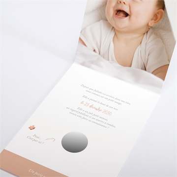 Faire-part naissance tendre eveil - Intérieur du faire-part non gratté