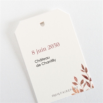 Etiquette mariage poésie cuivrée - Dos de l'étiquette