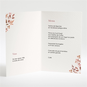 Menu mariage poésie cuivrée - Intérieur du menu