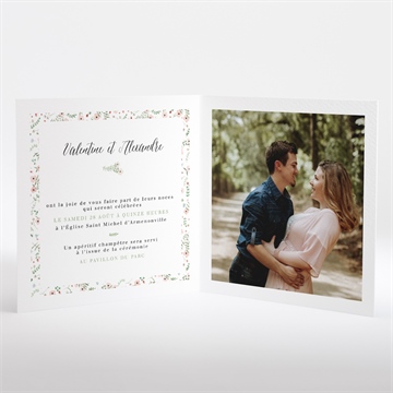 Faire-part mariage fraîcheur d'été carré plié - Intérieur du faire-part