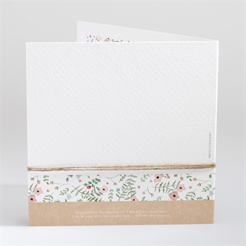 Faire-part mariage fraîcheur d'été carré plié - Dos du faire-part