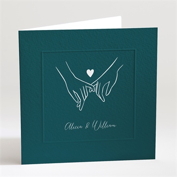 Faire-part mariage notre union carré plié