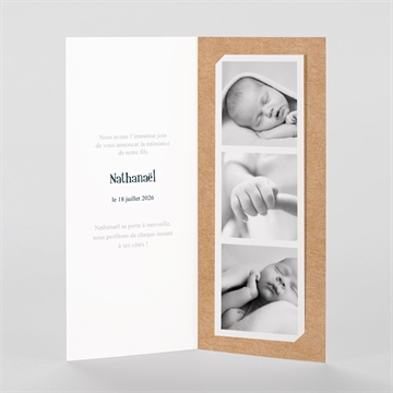 Faire-part naissance on vous présente photomaton - Intérieur du faire-part