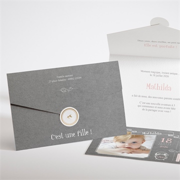 Faire-part naissance touche vintage enveloppe