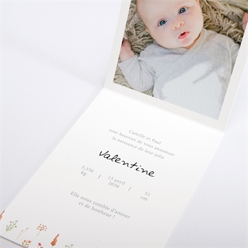 Faire-part naissance poésie pli décalé - Intérieur du faire-part