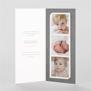 Faire-part naissance touche vintage photomaton - Intérieur du faire-part