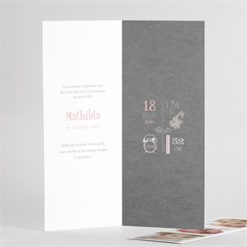 Faire-part naissance touche vintage photomaton - Intérieur du faire-part