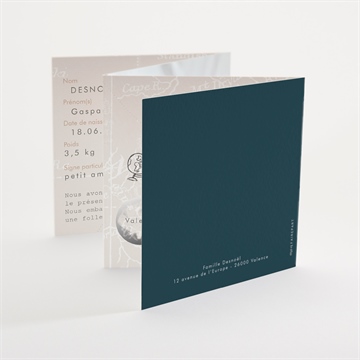 Faire-part naissance premier passeport accordéon - Dos du faire-part