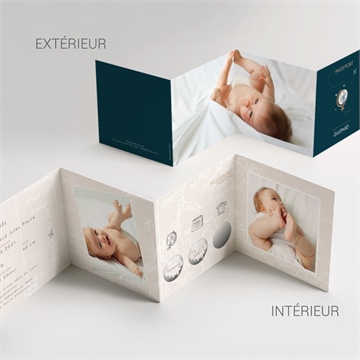 Faire-part naissance premier passeport accordéon - Vue d'ensemble