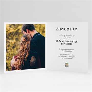 Faire-part mariage lovely bracelet carré plié - Intérieur du faire-part