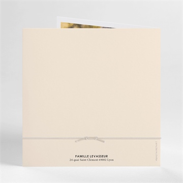 Faire-part mariage lovely bracelet carré plié - Dos du faire-part