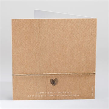Faire-part mariage coeur croisé carré plié - Dos du faire-part