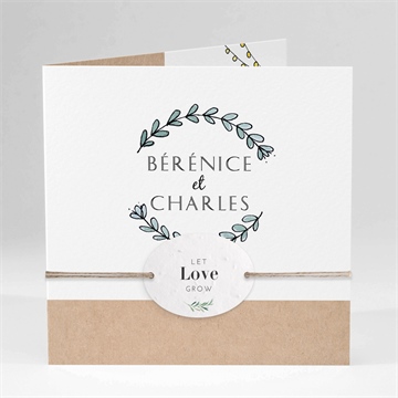 Faire-part mariage avec programme ficelle