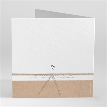 Faire-part mariage avec programme ficelle - Dos du faire-part