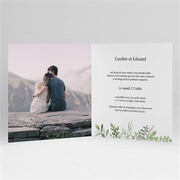 Faire-part mariage feuillage d'été ensemencé - Intérieur du faire-part