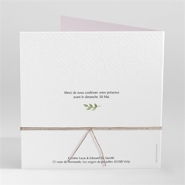 Faire-part mariage feuillage d'été ensemencé - Dos du faire-part