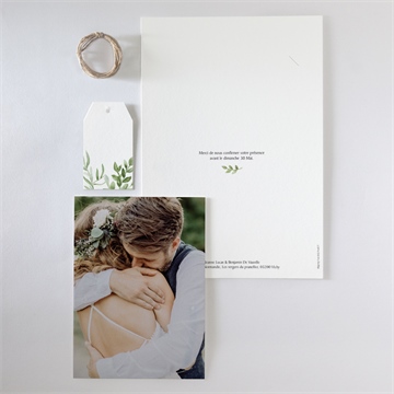 Faire-part mariage nature chic superposition - Vue d'ensemble verso