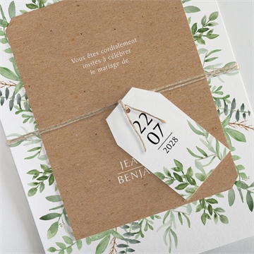 Faire-part mariage nature chic superposition - détail