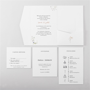 Faire-part mariage complicité pocketfold - Vue d'ensemble intérieur