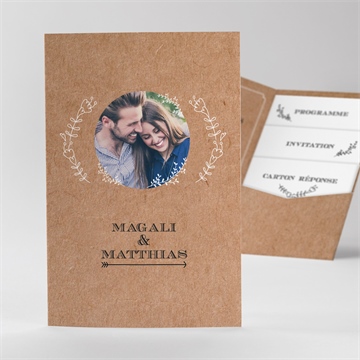 Faire-part mariage kraft vintage pocketfold