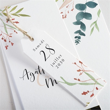 Faire-part mariage bouquet ardent superposition - Détail du faire-part