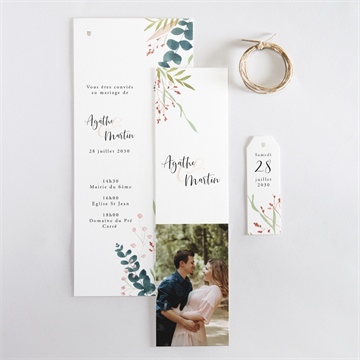 Faire-part mariage bouquet ardent superposition - Vue d'ensemble