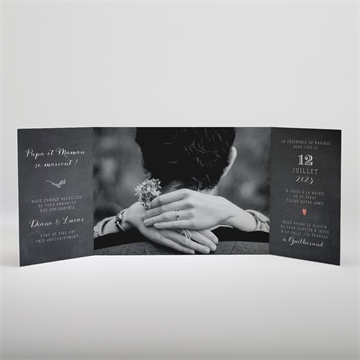 Faire-part mariage retro original ficelle - Intérieur du faire-part