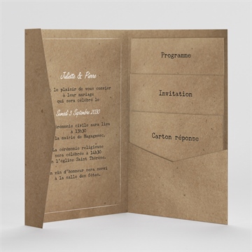 Faire-part mariage nos empreintes pocketfold - Intérieur du faire-part