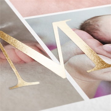 Faire-part naissance 3 photos de princesse dorure - Détail du faire-part