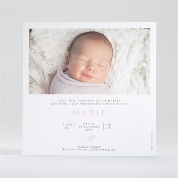 Faire-part naissance 3 photos de princesse dorure - Dos du faire-part