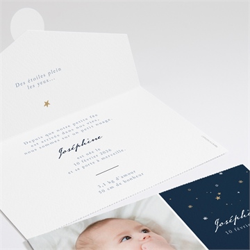 Faire-part naissance neige étoilée enveloppe - Détail du faire part