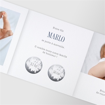 Faire-part naissance le voici accordéon - Détail du faire-part