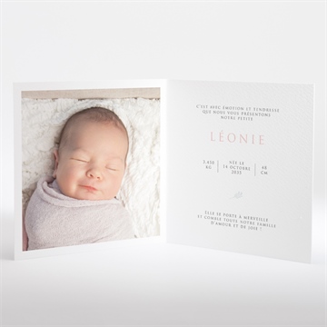 Faire-part naissance 3 photos de princesse plié - Intérieur du faire-part