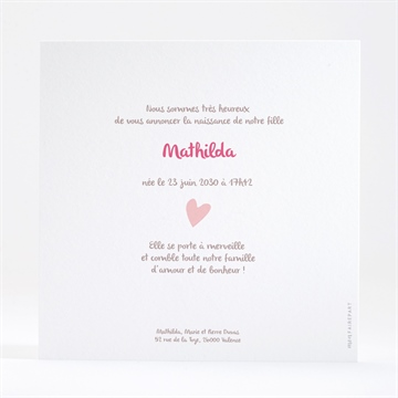 Faire-part naissance mon petit chou ! dorure - Dos du faire-part