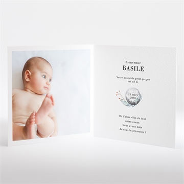 Faire-part naissance esquisse végétale à gratter - Intérieur du faire-part gratté