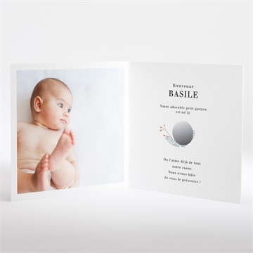 Faire-part naissance esquisse végétale à gratter - Intérieur du faire-part non gratté