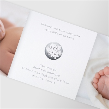 Faire-part naissance joli photomaton à gratter - Détail du faire-part