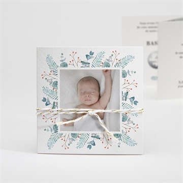 Faire-part naissance esquisse végétale ficelle