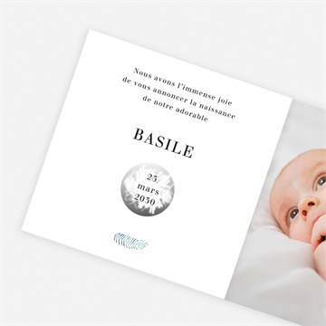 Faire-part naissance esquisse végétale ficelle - vue zoomée
