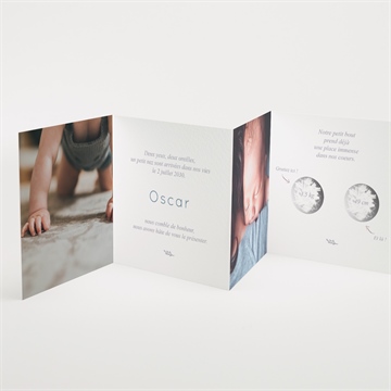 Faire-part naissance elégante symétrie accordéon - Intérieur du faire-part