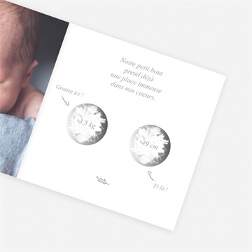 Faire-part naissance elégante symétrie accordéon - Détail du faire-part