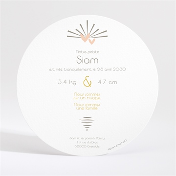 Faire-part naissance cascade de photos rond - Dos du faire-part