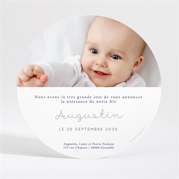 Faire-part naissance ma petite voiture vintage rond - Dos du faire-part