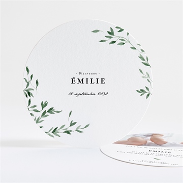 Faire-part naissance coins champêtres rond
