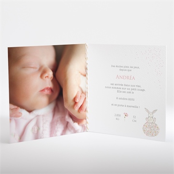 Faire-part naissance poésie aimantée plié - Intérieur du faire-part