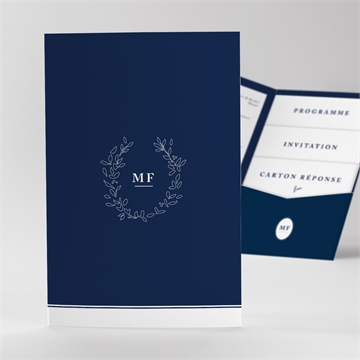 Faire-part mariage bleu romantique pocketfold